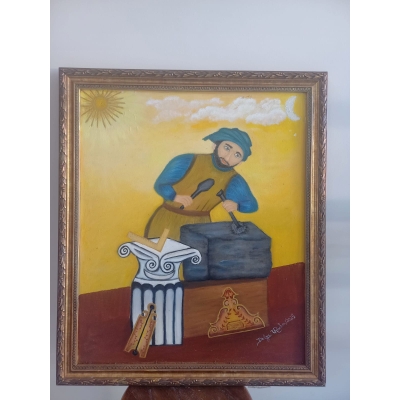 QUADRO DE APRENDIZ MAÇOM - PINTURA A OLEO 